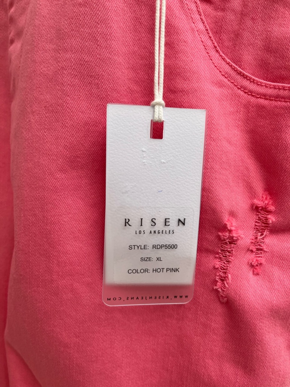 Risen Barbie Girl High Rise Hot Pink Distressed Straight Cropped Overalls XL - Picture 8 of 13